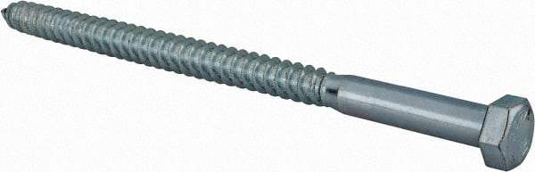 Value Collection - 1/2" Screw, 8" Length Under Head, Steel, Hex Head Lag Screw - Zinc Plated, Grade 2 - Eagle Tool & Supply