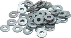 Value Collection - #6 Screw, Steel SAE Flat Washer - 5/32" ID x 3/8" OD, 0.036" Thick, Zinc-Plated Finish - Eagle Tool & Supply