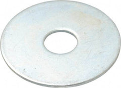 Value Collection - 3/8" Screw, Steel Fender Flat Washer - 3/8" ID x 1-1/2" OD, 0.049" Thick, Zinc-Plated Finish - Eagle Tool & Supply