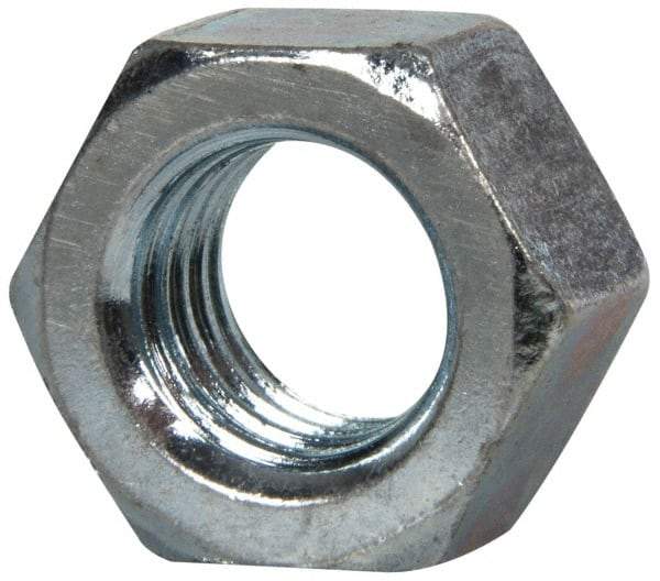 Value Collection - 1/2-13 UNC Steel Right Hand Hex Nut - 3/4" Across Flats, 7/16" High, Zinc-Plated Finish - Eagle Tool & Supply