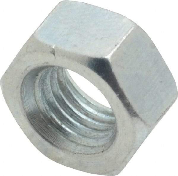 Value Collection - 5/16-24 UNF Steel Right Hand Hex Nut - 1/2" Across Flats, 0.2656" High, Zinc-Plated Finish - Eagle Tool & Supply