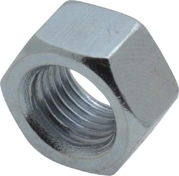 Value Collection - 3/8-24 UNF Steel Right Hand Hex Nut - 9/16" Across Flats, 0.3281" High, Zinc-Plated Finish - Eagle Tool & Supply