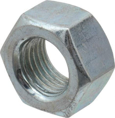 Value Collection - 7/16-20 UNF Steel Right Hand Hex Nut - 11/16" Across Flats, 3/8" High, Zinc-Plated Finish - Eagle Tool & Supply