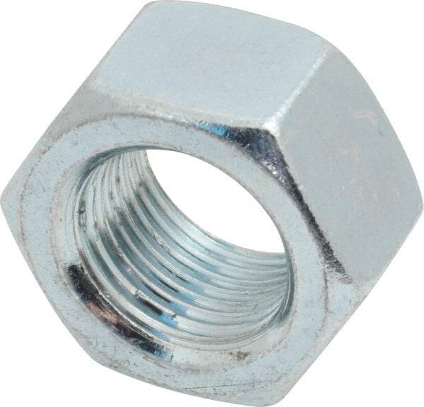 Value Collection - 3/4-16 UNF Steel Right Hand Hex Nut - 1-1/8" Across Flats, 0.6406" High, Zinc-Plated Finish - Eagle Tool & Supply