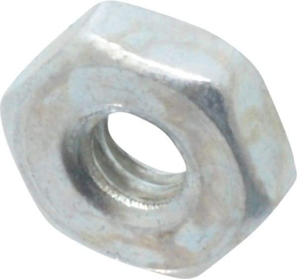 Value Collection - #2-56 UNC Steel Right Hand Machine Screw Hex Nut - 3/16" Across Flats, 1/16" High, Zinc Clear Finish - Eagle Tool & Supply