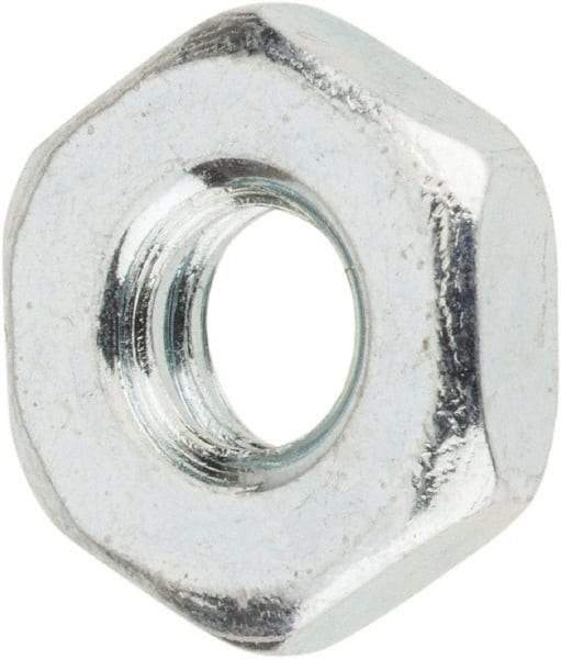 Value Collection - #10-24 UNC Steel Right Hand Machine Screw Hex Nut - 3/8" Across Flats, 1/8" High, Zinc-Plated Finish - Eagle Tool & Supply