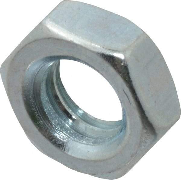 Value Collection - 5/16-18 UNC Steel Right Hand Hex Jam Nut - 1/2" Across Flats, 3/16" High, Zinc-Plated Finish - Eagle Tool & Supply