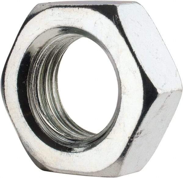 Value Collection - 7/8-9 UNC Steel Right Hand Hex Jam Nut - 1-5/16" Across Flats, 0.4844" High, Zinc-Plated Finish - Eagle Tool & Supply