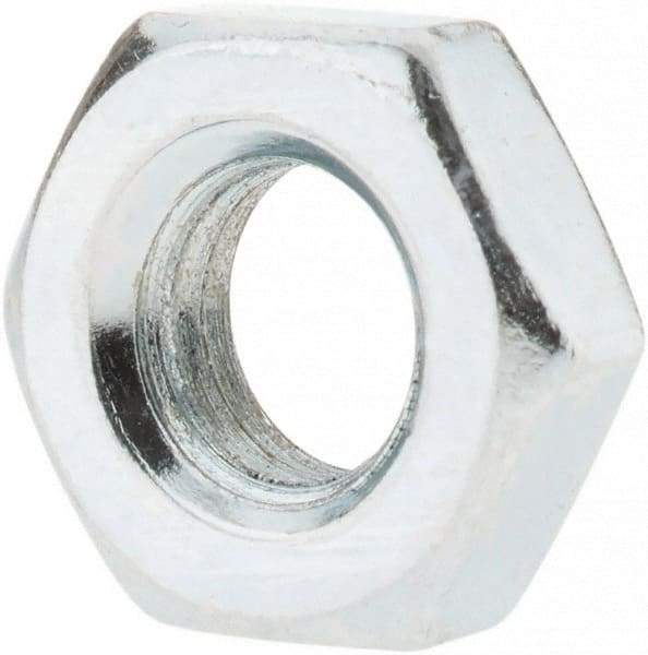 Value Collection - 1/4-28 UNF Steel Right Hand Hex Jam Nut - 7/16" Across Flats, 0.1563" High, Zinc-Plated Finish - Eagle Tool & Supply