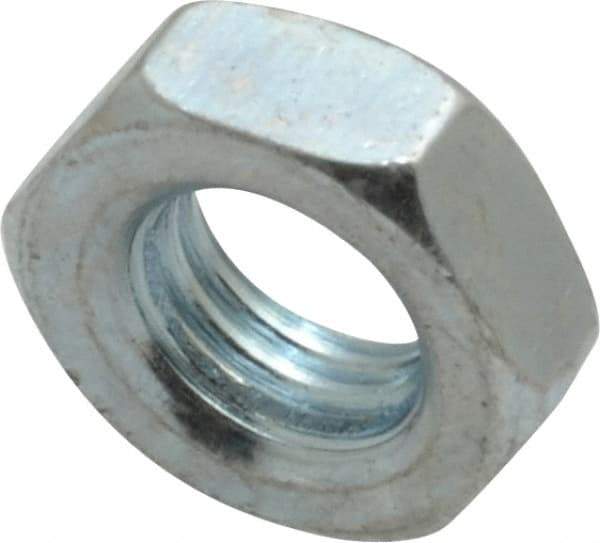 Value Collection - 5/16-24 UNF Steel Right Hand Hex Jam Nut - 1/2" Across Flats, 3/16" High, Zinc-Plated Finish - Eagle Tool & Supply