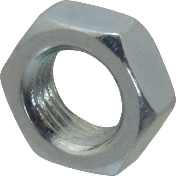 Value Collection - 3/8-24 UNF Steel Right Hand Hex Jam Nut - 9/16" Across Flats, 0.2188" High, Zinc-Plated Finish - Eagle Tool & Supply