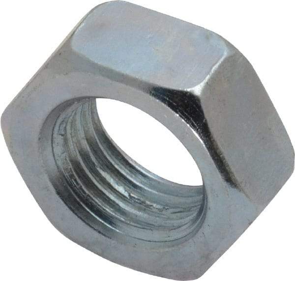 Value Collection - 1/2-20 UNF Steel Right Hand Hex Jam Nut - 3/4" Across Flats, 5/16" High, Zinc-Plated Finish - Eagle Tool & Supply