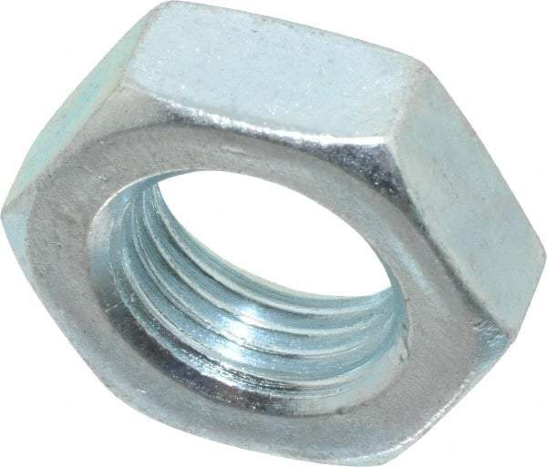 Value Collection - 9/16-18 UNF Steel Right Hand Hex Jam Nut - 7/8" Across Flats, 5/16" High, Zinc-Plated Finish - Eagle Tool & Supply