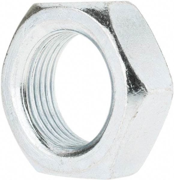 Value Collection - 1-14 UNF Steel Right Hand Hex Jam Nut - 1-1/2" Across Flats, 0.5469" High, Zinc-Plated Finish - Eagle Tool & Supply