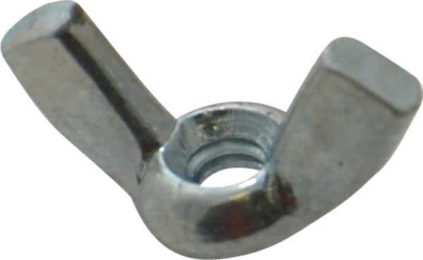 Value Collection - #6-32 UNC, Zinc Plated, Steel Standard Wing Nut - 0.72" Wing Span, 0.41" Wing Span - Eagle Tool & Supply