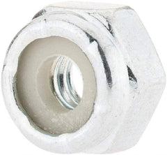 Value Collection - #10-24 UNC Grade 2 Hex Lock Nut with Nylon Insert - 3/8" Width Across Flats, 1/4" High, Zinc-Plated Finish - Eagle Tool & Supply