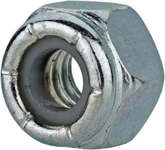 Value Collection - 1/4-20 UNC Grade 2 Hex Lock Nut with Nylon Insert - 7/16" Width Across Flats, 19/64" High, Zinc-Plated Finish - Eagle Tool & Supply