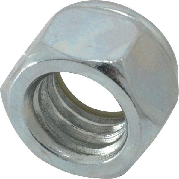 Value Collection - 7/16-14 UNC Grade 2 Hex Lock Nut with Nylon Insert - 11/16" Width Across Flats, 15/32" High, Zinc-Plated Finish - Eagle Tool & Supply