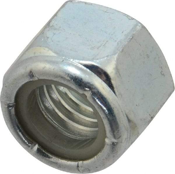 Value Collection - 1/2-13 UNC Grade 2 Hex Lock Nut with Nylon Insert - 3/4" Width Across Flats, 39/64" High, Zinc-Plated Finish - Eagle Tool & Supply