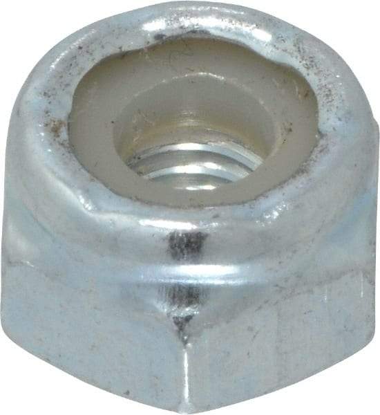 Value Collection - #10-32 UNF Grade 2 Hex Lock Nut with Nylon Insert - 3/8" Width Across Flats, 1/4" High, Zinc-Plated Finish - Eagle Tool & Supply