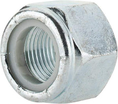 Value Collection - 5/8-18 UNF Grade 2 Hex Lock Nut with Nylon Insert - 15/16" Width Across Flats, 49/64" High, Zinc-Plated Finish - Eagle Tool & Supply