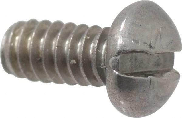 Value Collection - #4-40 UNC, 1/4" Length Under Head Slotted Drive Machine Screw - Round Head, Grade 18-8 Stainless Steel, Uncoated, Without Washer - Eagle Tool & Supply