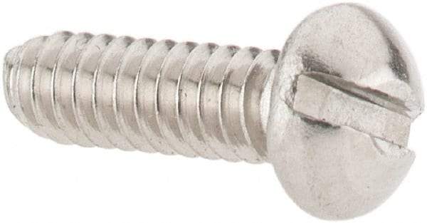 Value Collection - #4-40 UNC, 3/8" Length Under Head Slotted Drive Machine Screw - Round Head, Grade 18-8 Stainless Steel, Uncoated, Without Washer - Eagle Tool & Supply
