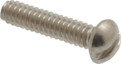 Value Collection - #4-40 UNC, 1/2" Length Under Head Slotted Drive Machine Screw - Round Head, Grade 18-8 Stainless Steel, Uncoated, Without Washer - Eagle Tool & Supply