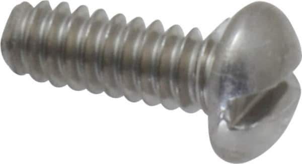 Value Collection - #6-32 UNC, 3/8" Length Under Head Slotted Drive Machine Screw - Round Head, Grade 18-8 Stainless Steel, Uncoated, Without Washer - Eagle Tool & Supply
