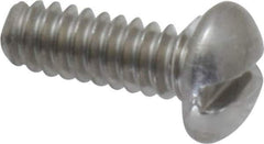 Value Collection - #6-32 UNC, 3/8" Length Under Head Slotted Drive Machine Screw - Round Head, Grade 18-8 Stainless Steel, Uncoated, Without Washer - Eagle Tool & Supply