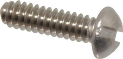 Value Collection - #6-32 UNC, 1/2" Length Under Head Slotted Drive Machine Screw - Round Head, Grade 18-8 Stainless Steel, Uncoated, Without Washer - Eagle Tool & Supply