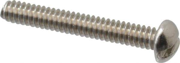 Value Collection - #6-32 UNC, 1" Length Under Head Slotted Drive Machine Screw - Round Head, Grade 18-8 Stainless Steel, Uncoated, Without Washer - Eagle Tool & Supply