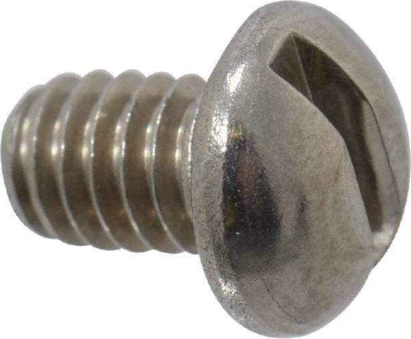 Value Collection - #8-32 UNC, 1/4" Length Under Head Slotted Drive Machine Screw - Round Head, Grade 18-8 Stainless Steel, Uncoated, Without Washer - Eagle Tool & Supply