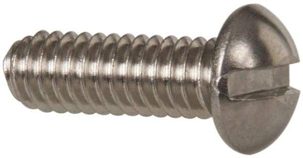 Value Collection - #8-32 UNC, 1/2" Length Under Head Slotted Drive Machine Screw - Round Head, Grade 18-8 Stainless Steel, Uncoated, Without Washer - Eagle Tool & Supply