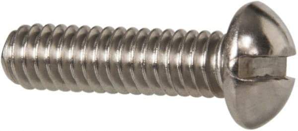 Value Collection - #8-32 UNC, 5/8" Length Under Head Slotted Drive Machine Screw - Round Head, Grade 18-8 Stainless Steel, Uncoated, Without Washer - Eagle Tool & Supply