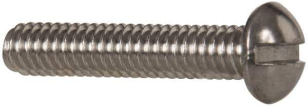 Value Collection - #8-32 UNC, 7/8" Length Under Head Slotted Drive Machine Screw - Round Head, Grade 18-8 Stainless Steel, Uncoated, Without Washer - Eagle Tool & Supply