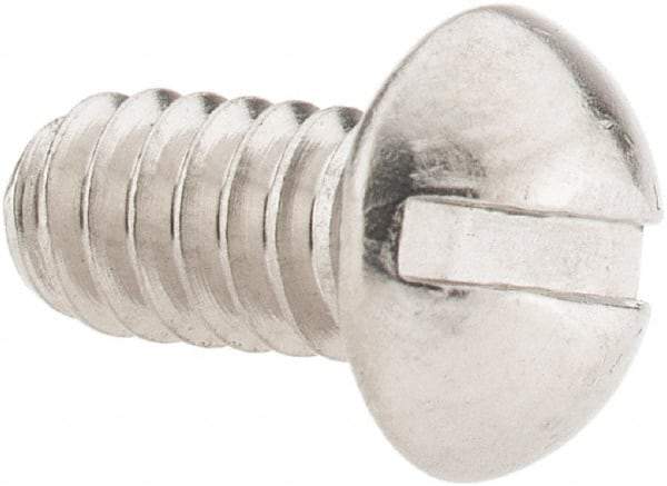 Value Collection - #10-24 UNC, 3/8" Length Under Head Slotted Drive Machine Screw - Round Head, Grade 18-8 Stainless Steel, Uncoated, Without Washer - Eagle Tool & Supply