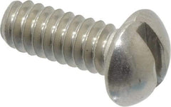 Value Collection - #10-24 UNC, 1/2" Length Under Head Slotted Drive Machine Screw - Round Head, Grade 18-8 Stainless Steel, Uncoated, Without Washer - Eagle Tool & Supply
