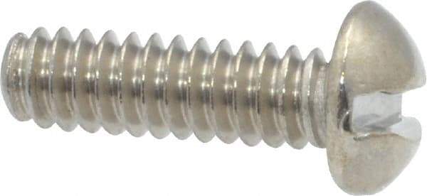 Value Collection - #10-24 UNC, 5/8" Length Under Head Slotted Drive Machine Screw - Round Head, Grade 18-8 Stainless Steel, Uncoated, Without Washer - Eagle Tool & Supply