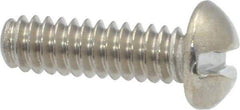 Value Collection - #10-24 UNC, 5/8" Length Under Head Slotted Drive Machine Screw - Round Head, Grade 18-8 Stainless Steel, Uncoated, Without Washer - Eagle Tool & Supply