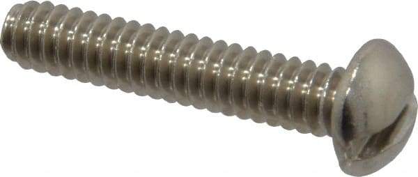 Value Collection - #10-24 UNC, 1" Length Under Head Slotted Drive Machine Screw - Round Head, Grade 18-8 Stainless Steel, Uncoated, Without Washer - Eagle Tool & Supply