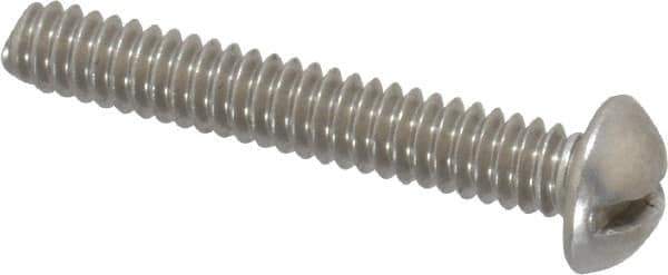 Value Collection - #10-24 UNC, 1-1/4" Length Under Head Slotted Drive Machine Screw - Round Head, Grade 18-8 Stainless Steel, Uncoated, Without Washer - Eagle Tool & Supply