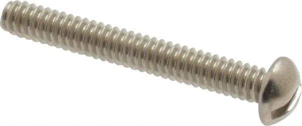 Value Collection - #10-24 UNC, 1-1/2" Length Under Head Slotted Drive Machine Screw - Round Head, Grade 18-8 Stainless Steel, Uncoated, Without Washer - Eagle Tool & Supply