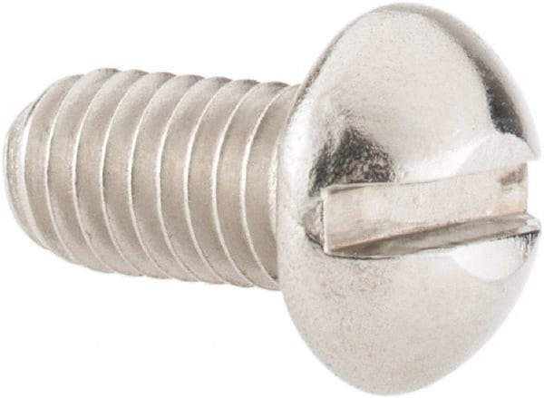 Value Collection - #10-32 UNF, 3/8" Length Under Head Slotted Drive Machine Screw - Round Head, Grade 18-8 Stainless Steel, Uncoated, Without Washer - Eagle Tool & Supply