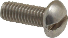 Value Collection - #10-32 UNF, 1/2" Length Under Head Slotted Drive Machine Screw - Round Head, Grade 18-8 Stainless Steel, Uncoated, Without Washer - Eagle Tool & Supply