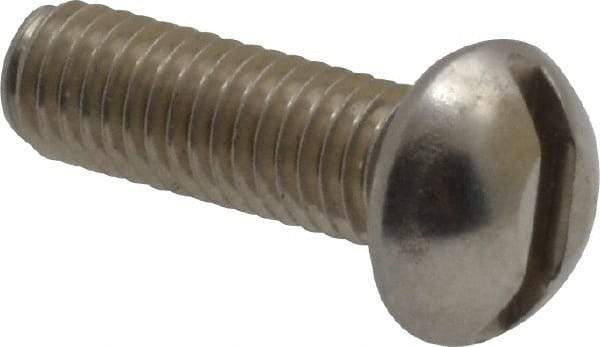 Value Collection - #10-32 UNF, 5/8" Length Under Head Slotted Drive Machine Screw - Round Head, Grade 18-8 Stainless Steel, Uncoated, Without Washer - Eagle Tool & Supply