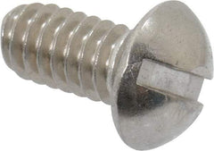 Value Collection - 1/4-20 UNC, 1/2" Length Under Head Slotted Drive Machine Screw - Round Head, Grade 18-8 Stainless Steel, Uncoated, Without Washer - Eagle Tool & Supply