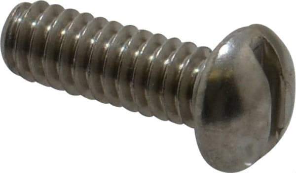 Value Collection - 1/4-20 UNC, 3/4" Length Under Head Slotted Drive Machine Screw - Round Head, Grade 18-8 Stainless Steel, Without Washer - Eagle Tool & Supply