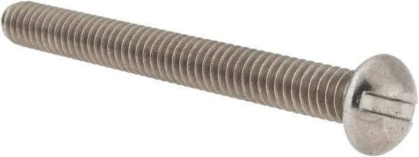 Value Collection - 1/4-20 UNC, 2-1/2" Length Under Head Slotted Drive Machine Screw - Round Head, Grade 18-8 Stainless Steel, Uncoated, Without Washer - Eagle Tool & Supply