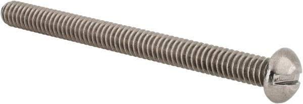 Value Collection - 1/4-20 UNC, 3" Length Under Head Slotted Drive Machine Screw - Round Head, Grade 18-8 Stainless Steel, Uncoated, Without Washer - Eagle Tool & Supply